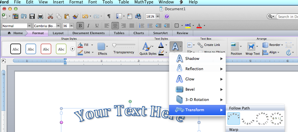 show line of text box in word for mac?